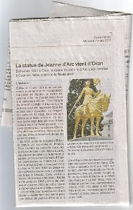 JEANNE D ARC A CAEN ARTICLE SUR OUEST FRANCE DU PRESIDENT DE L ANFANOMA M. SORIANO 